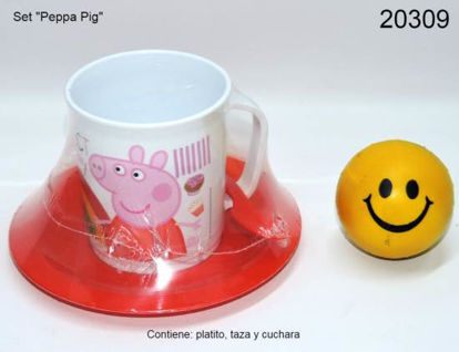 Imagen de TAZA CON PLATO Y CUCHARA PEPPA PIG  2.24